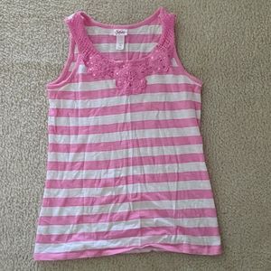 Justice pink and white striped tank top